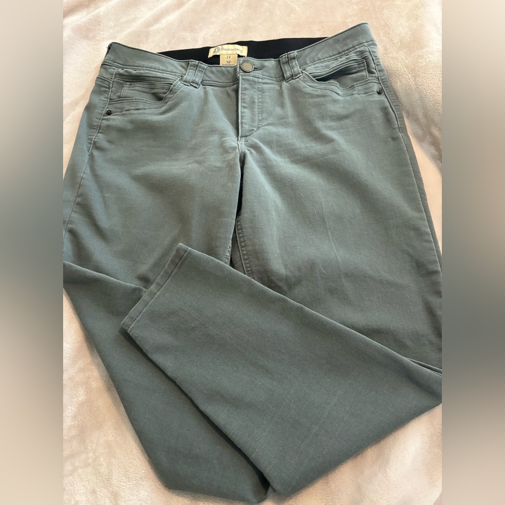 Democracy Olive Sage Green Ankle Skimmer Pants Jeans sz 14 Ab Technology